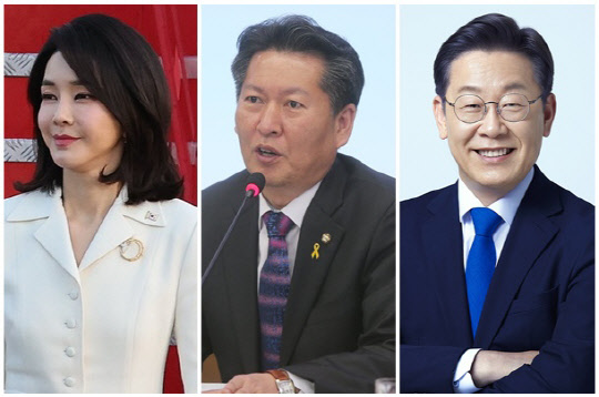 (왼쪽부터) 윤석열 대통령 부인 김건희 여사, 정청래 더불어민주당 의원, 이재명 민주당 의원. <민주당 제공, 연합뉴스>